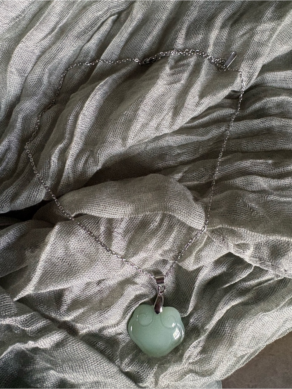 Silver Necklace with Green Cloud Pendant